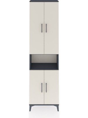 Arges Dolap 5 Raflı 4 Kapaklı 60X30X221 Antrasit-Aytaşı