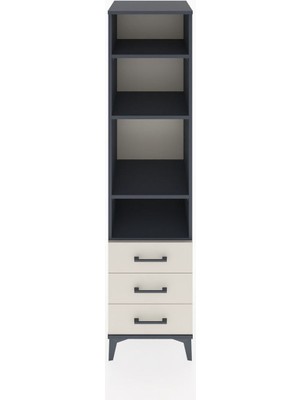 Hyperion Dolap 4 Raflı 3 Çekmeceli 44X44X182 Antrasit-Aytaşı