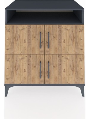 Kronos Şifonyer 4 Raflı 4 Kapaklı 88X59X96 Antrasit-Çam