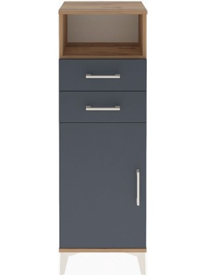 Arges Dolap 2 Raflı 2 Çekmeceli Tek Kapaklı 44X30X134 Çam-Antrasit
