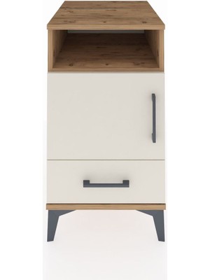 Kronos Komodin 3 Raflı Tek Çekmeceli Tek Kapaklı 44X59X80 Çam-Aytaşı