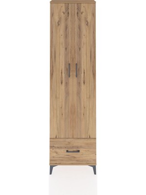 Arges Dolap 3 Raflı Tek Çekmeceli Tek Askılı 60X30X221 Çam-Çam