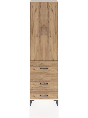 Arges Dolap 3 Raflı 3 Çekmeceli 2 Kapaklı 60X30X221 Aytaşı-Çam