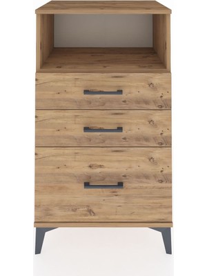 Hyperion Komodin Tek Raflı 3 Çekmeceli 60X44X106 Çam-Çam