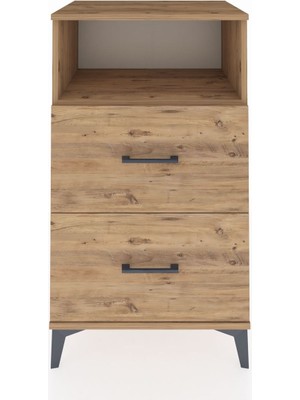 Hyperion Komodin Tek Raflı 2 Çekmeceli 60X44X106 Çam-Çam