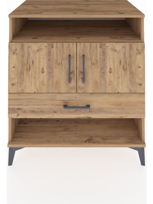 Kronos Şifonyer 3 Raflı Tek Çekmeceli 2 Kapaklı 88X59X96 Çam-Çam