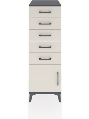 Hyperion Dolap 5 Çekmeceli Tek Kapaklı 44X44X134 Antrasit-Aytaşı