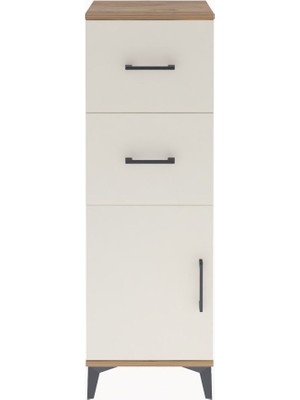 Arges Dolap Tek Raflı 2 Çekmeceli Tek Kapaklı 44X30X134 Çam-Aytaşı