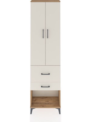 Arges Dolap 3 Raflı 2 Çekmeceli 2 Kapaklı 60X30X221 Çam-Aytaşı