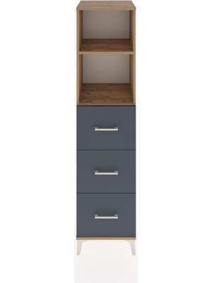 Hyperion Dolap 2 Raflı 3 Çekmeceli 44X44X182 Çam-Antrasit
