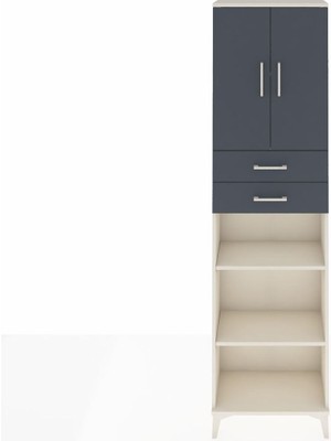 Arges Dolap 4 Raflı 2 Çekmeceli 2 Kapaklı 60X30X221 Aytaşı-Antrasit