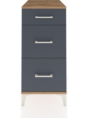 Kronos Komodin 3 Çekmeceli 44X59X96 Çam-Antrasit