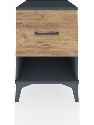 Kronos Komodin Tek Çekmeceli 44X59X64 Antrasit-Çam