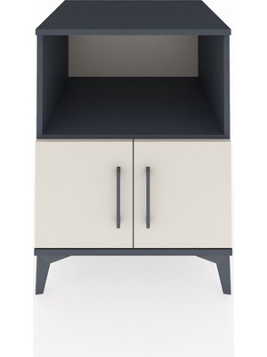 Kronos Komodin 2 Raflı 2 Kapaklı 60X59X80 Antrasit-Aytaşı