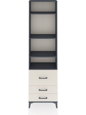 Arges Dolap 4 Raflı 3 Çekmeceli 60X30X221 Antrasit-Aytaşı