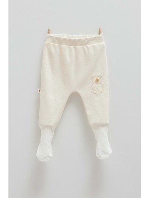 Cute Bear Çoraplı Bebek Pantolon - Caramell  - APE1464 - Bej - 1 - 3 Ay - APE1464-BEJ-1 - 3 Ay Bej