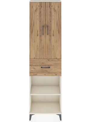 Arges Dolap 2 Raflı Tek Çekmeceli Tek Askılı 60X30X221 Aytaşı-Çam