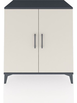 Kronos Şifonyer 2 Raflı 2 Kapaklı 88X59X96 Antrasit-Aytaşı