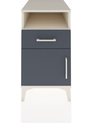 Kronos Komodin Tek Raflı Tek Çekmeceli Tek Kapaklı 44X59X80 Aytaşı-Antrasit