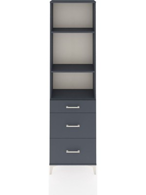 Arges Dolap 3 Raflı 3 Çekmeceli 60X30X221 Antrasit-Antrasit