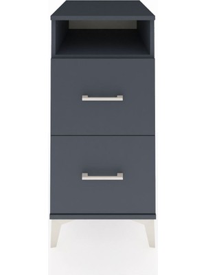 Kronos Komodin Tek Raflı 2 Çekmeceli 44X59X96 Antrasit-Antrasit