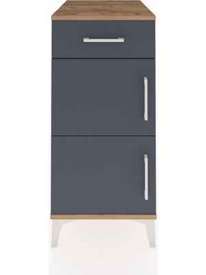 Kronos Komodin Tek Raflı Tek Çekmeceli 2 Kapaklı 44X59X96 Çam-Antrasit