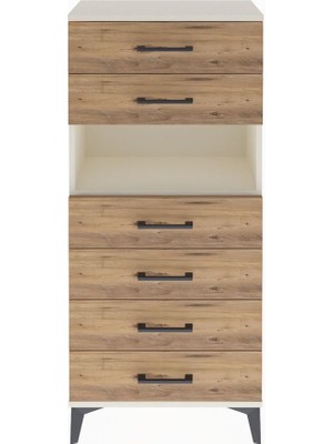 Arges Dolap Tek Raflı 6 Çekmeceli 60X30X134 Aytaşı-Çam