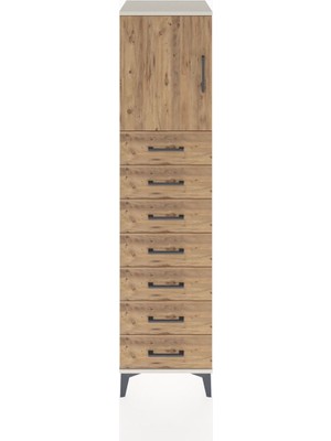 Hyperion Dolap Tek Raflı 7 Çekmeceli Tek Kapaklı 44X44X182 Aytaşı-Çam