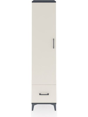 Hyperion Dolap 3 Raflı Tek Çekmeceli Tek Askılı 44X44X195 Antrasit-Aytaşı