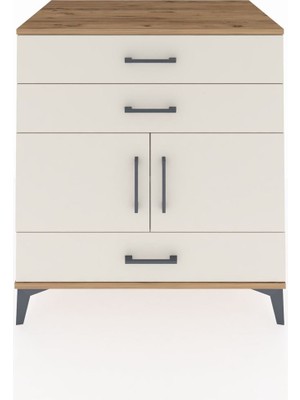 Kronos Şifonyer Tek Raflı 3 Çekmeceli 2 Kapaklı 88X59X96 Çam-Aytaşı