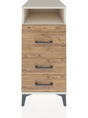 Kronos Komodin Tek Raflı 3 Çekmeceli 44X59X96 Aytaşı-Çam