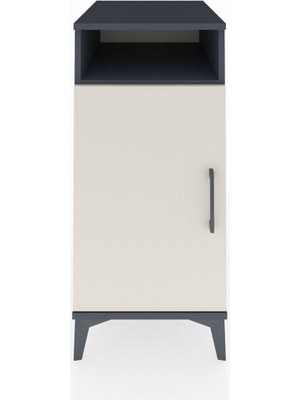 Kronos Komodin 3 Raflı Tek Kapaklı 44X59X96 Antrasit-Aytaşı