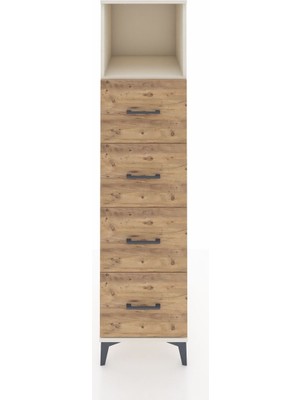 Kronos Dolap Tek Raflı 4 Çekmeceli 44X59X182 Aytaşı-Çam