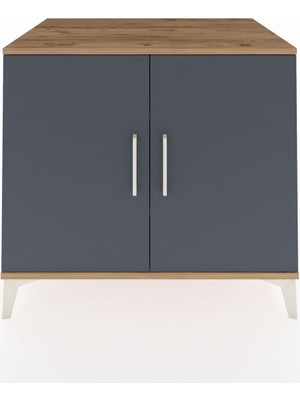 Kronos Şifonyer 2 Raflı 2 Kapaklı 88X59X80 Çam-Antrasit