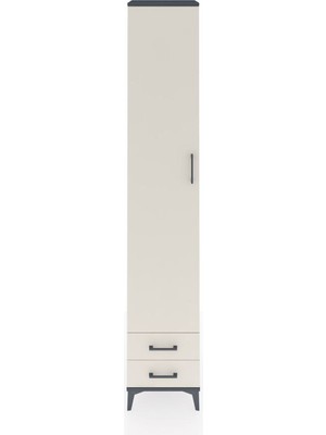 Hyperion Dolap 6 Raflı 2 Çekmeceli Tek Kapaklı 44X44X243 Antrasit-Aytaşı