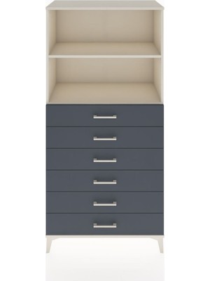 Hyperion Dolap 2 Raflı 6 Çekmeceli 88X44X182 Aytaşı-Antrasit
