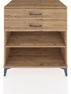 Kronos Şifonyer Tek Raflı 2 Çekmeceli 88X59X96 Çam-Çam
