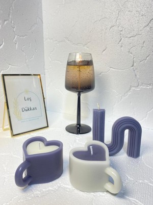 3 Lü Set - S Şekilli Mum,kalpli Fincan Şekilli Mum