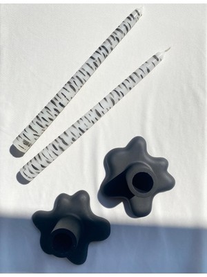 Zebra Desenli 2’li Şamdan Mum