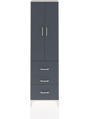 Arges Dolap 2 Raflı 3 Çekmeceli Tek Askılı 60X30X221 Aytaşı-Antrasit