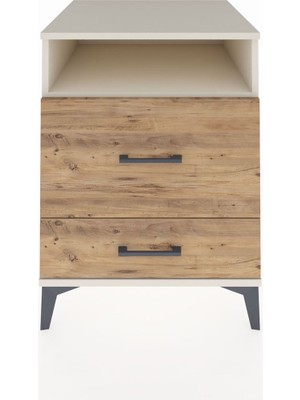 Kronos Komodin Tek Raflı 2 Çekmeceli 60X59X80 Aytaşı-Çam