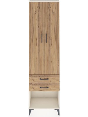 Arges Dolap 2 Raflı 2 Çekmeceli Tek Askılı 60X30X221 Aytaşı-Çam