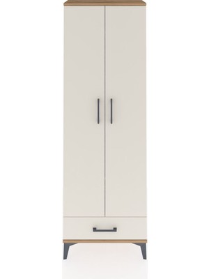 Arges Dolap 2 Raflı Tek Çekmeceli Tek Askılı 60X30X182 Çam-Aytaşı
