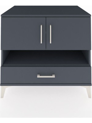 Kronos Şifonyer 3 Raflı Tek Çekmeceli 2 Kapaklı 88X59X80 Antrasit-Antrasit