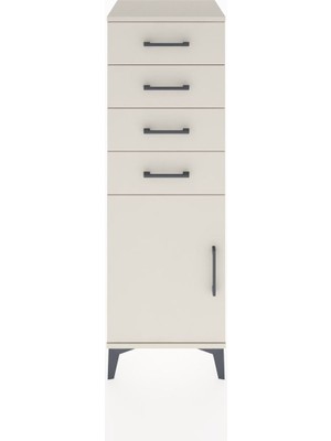 Hyperion Dolap Tek Raflı 4 Çekmeceli Tek Kapaklı 44X44X134 Aytaşı-Aytaşı