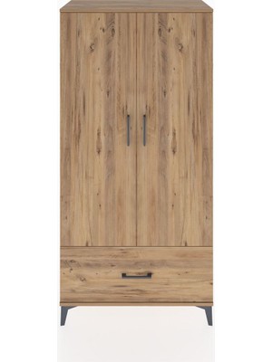 Hyperion Dolap 4 Raflı Tek Çekmeceli 2 Kapaklı 88X44X182 Çam-Çam