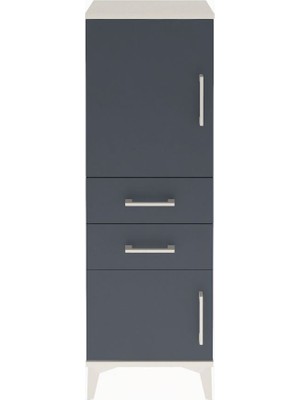 Arges Dolap 2 Raflı 2 Çekmeceli 2 Kapaklı 44X30X134 Aytaşı-Antrasit