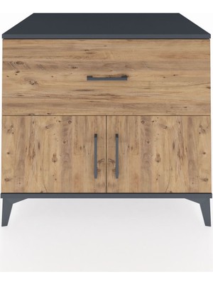 Kronos Şifonyer Tek Raflı Tek Çekmeceli 2 Kapaklı 88X59X80 Antrasit-Çam