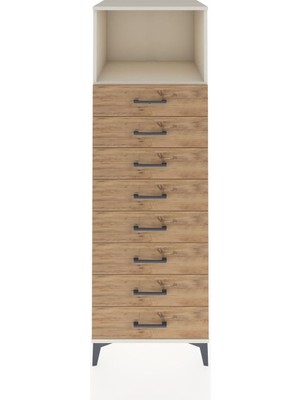 Kronos Dolap Tek Raflı 8 Çekmeceli 60X59X182 Aytaşı-Çam