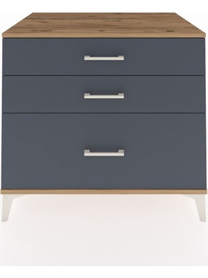 Kronos Şifonyer 3 Çekmeceli 88X59X80 Çam-Antrasit
